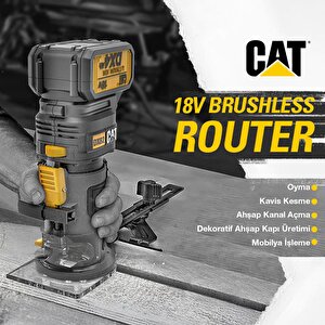 Cat Dx82b 18volt Şarjlı Kömürsüz 6mm Devir Ayarlı Profesyonel Avuç İçi El Frezesi Formika Tıraşlama (akü Dahil Değildir)