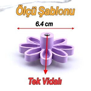 Mobilya Plastik Papatya Kulp Lila Renk Çoçuk Odası Kız Erkek Dolap Kapak Kulpu Çekmece Kulbu 5 Adet