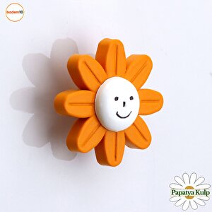 Mobilya Plastik Papatya Kulp Turuncu Çoçuk Odası Kız Erkek Dolap Kapak Kulpu Çekmece Kulbu 1 Adet