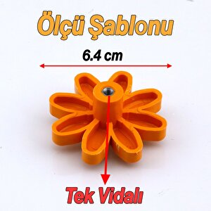 Mobilya Plastik Papatya Kulp Turuncu Çoçuk Odası Kız Erkek Dolap Kapak Kulpu Çekmece Kulbu 1 Adet