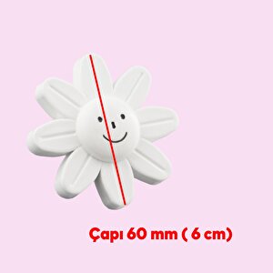 Mobilya Plastik Papatya Gülücüklü Beyaz Renk Çoçuk Odası Dolabı Kapak Kulpu Çekmece Kulbu 1 Adet