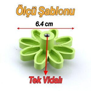 Mobilya Kulp Plastik Papatya Yeşil Renk Çoçuk Odası Kız Erkek Dolap Kapak Kulpu Çekmece Kulbu 5 Adet