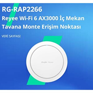 Ruijie Reyee Rg-rap2266 2x2 Mımo 2.4ghz/5ghz 1 Port Gigabit Ax3000 Wi-fi 6 İç Mekan Tavan Tipi Access Point (adaptörsüz)