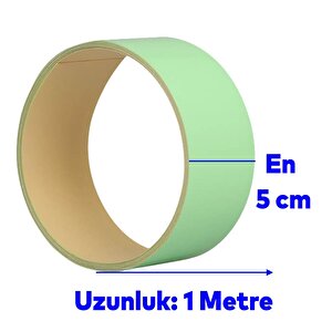 Gece Parlayan Fotolümen Yeşil Reflektörlü Fosforlu Oto Reflektif Düz Şerit Bant 5 Cm 1 Mt İkaz Bandı