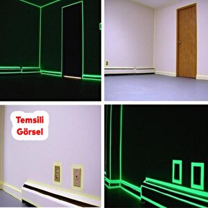 Fotolümen Gece Parlayan 7.5 Cm Yeşil Reflektörlü Fosforlu Reflektif Düz Şerit Bant 1 Mt İkaz Bandı