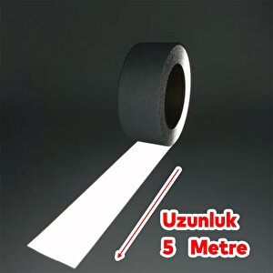 Düz Desensiz En 10 Cm 5 Mt İkaz Bandı Reflektif Gece Parlayan Reflektörlü Bant Metalize Gri Renk