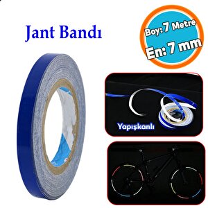Bisiklet Motosiklet Araba Jant Bandı Yapışkanlı Neon 7 Mm X 7 Metre Mavi Reflektif Parlayan Bant