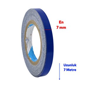 Bisiklet Motosiklet Araba Jant Bandı Yapışkanlı Neon 7 Mm X 7 Metre Mavi Reflektif Parlayan Bant