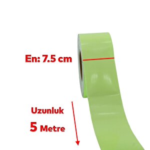 Gece Parlayan Fotolümen 7.5cm Yeşil Reflektörlü Fosforlu Reflektif Düz Şerit Bant İkaz Bandı 5 Metre