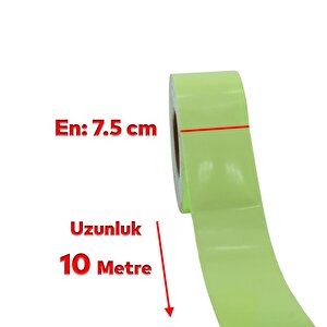 Gece Parlayan Fotolümen 7.5 Cm Yeşil Reflektörlü Fosforlu Reflektif Düz Şerit Bant 10 Mt İkaz Bandı