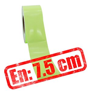 Gece Parlayan Fotolümen 7.5 Cm Yeşil Reflektörlü Fosforlu Reflektif Düz Şerit Bant 10 Mt İkaz Bandı