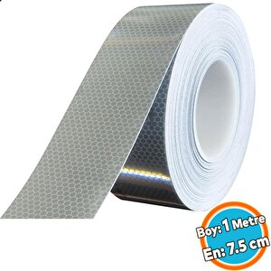Fosforlu Reflektörlü Bant Beyaz Reflektif Şerit Bant 7.5 Cm 1 Metre İkaz Bandı