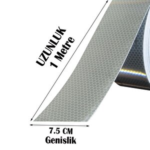 Fosforlu Reflektörlü Bant Beyaz Reflektif Şerit Bant 7.5 Cm 1 Metre İkaz Bandı