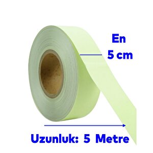 Gece Parlayan Fotolümen Yeşil Reflektörlü Fosforlu Oto Reflektif Düz Şerit Bant 5 Cm 5 Mt İkaz Bandı