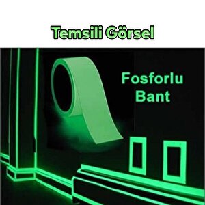 Gece Parlayan Fotolümen Yeşil Reflektörlü Fosforlu Oto Reflektif Düz Şerit Bant 5 Cm 5 Mt İkaz Bandı
