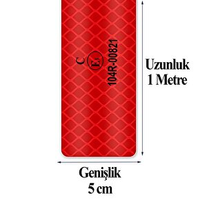 Tüvtürk Onaylı Bant Belgeli Reflektörlü Reflektif Fosforlu Şerit Bant İkaz Bandıkırmızı 1 Metre 5 Cm