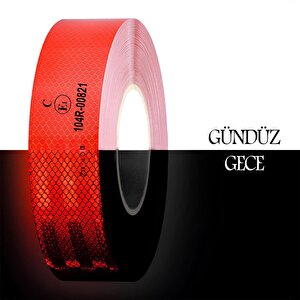 Tüvtürk Onaylı Bant Belgeli Reflektörlü Reflektif Fosforlu Şerit Bant İkaz Bandıkırmızı 1 Metre 5 Cm