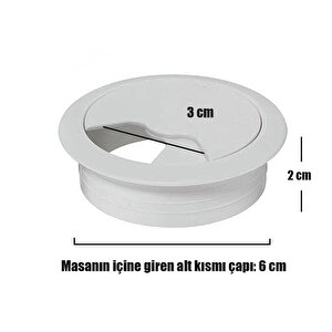 Masa Üstü Kablo Kanalı Deliği Kapağı Beyaz Masa Kapağı 6 Cm (5 Adet)