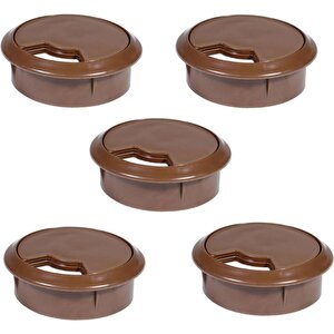 Masa Üstü Kablo Kanalı Deliği Kapağı Kahverengi Masa Kapağı 6 Cm (5 Adet)