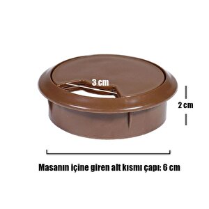 Masa Üstü Kablo Kanalı Deliği Kapağı Kahverengi Masa Kapağı 6 Cm (5 Adet)