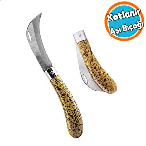 Katlanır Plastik Saplı Bıçak Çakı Soğuk Aşı Profesyonel Çelik Eğri Uç Bağ Ağaç Budama Bıçağı 1 Adet