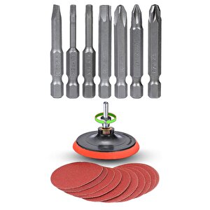 Cırt Zımpara + Matkap Bits Ucu Uç Vidalama Seti 115 Mm 27 Parça