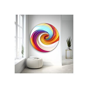 Soyut Yuvarlak Yuvarlak Cam Tablo | Hediyelik, Dekoratif, Ofis, Mutfak 50x50 cm