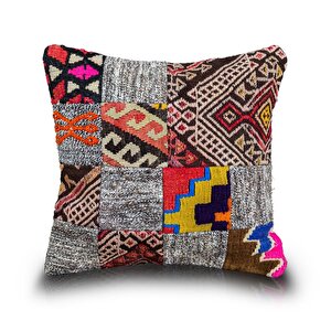 Vintage Kilimli Yastık Kılıfı Pllwsqr1202 - 40x40