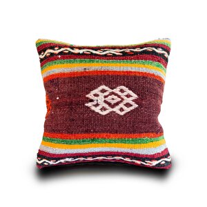 Vintage Kilimli Yastık Kılıfı Pllwsqr1013 - 40x40