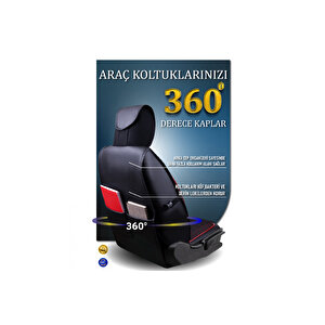 Seat İnca Lüx Deri Oto Koltuk Kılıfı Ön Arka Takım Set Elit Si̇yah Kirmizi 2+1