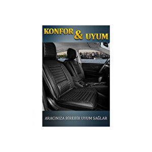 Volkswagen Caddy Eski Lüx Deri Oto Koltuk Kılıfı Ön Arka Takım Set Elit Tam Si̇yah 2+1 Siyah