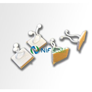 Nif Sarmaşık Çiçek Duvar Tutturma Aparatı Yapışkanlı Tutucu Klips Kablo Bağı 10lü Paket
