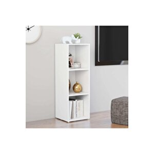 Şeyma-kitaplık Televizyon Sehpası Ünitesi Beyaz 3 Raflı 30 Cm