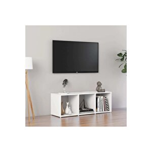 Şeyma-kitaplık Televizyon Sehpası Ünitesi Beyaz 3 Raflı 30 Cm