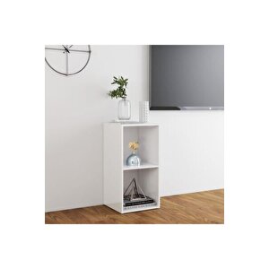 Tdesıgno Utku Kitaplık- Televizyon Sehpası - Ünitesi -beyaz 30 Cm 2 Raflı
