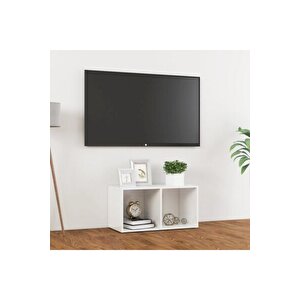 Tdesıgno Utku Kitaplık- Televizyon Sehpası - Ünitesi -beyaz 30 Cm 2 Raflı