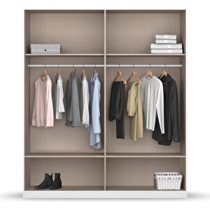 Tdesigno Alev Giyinme Dolabı - Çok Amaçlı Dolap - Gardırop 180 Cm-4 Kapaklı-2 Çekmeceli