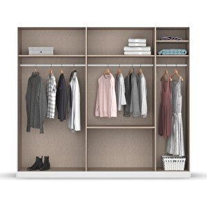 Tdesigno Araz Giyinme Dolabı - Çok Amaçlı Dolap - Gardırop 225 Cm-5 Kapaklı-2 Çekmeceli