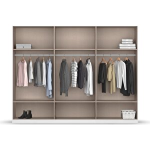 Tdesigno Alev Giyinme Dolabı - Çok Amaçlı Dolap - Gardırop 270 Cm-6 Kapaklı-3 Çekmeceli