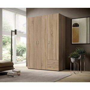 Ahu Giyinme Dolabı - Çok Amaçlı Dolap - Gardırop 120 Cm-3 Kapaklı-2 Çekmeceli