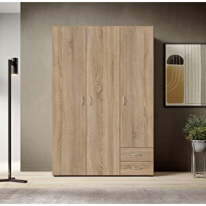 Ahu Giyinme Dolabı - Çok Amaçlı Dolap - Gardırop 120 Cm-3 Kapaklı-2 Çekmeceli