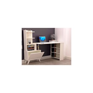 Ibizia Kitaplıklı Çalışma Masası 155 Cm Safir Meşe Beyaz