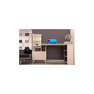 Ibizia Kitaplıklı Çalışma Masası 155 Cm Safir Meşe Beyaz