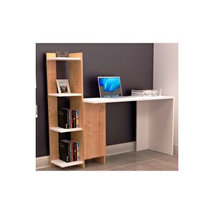 Venedik Kitaplıklı Çalışma Masası 117 Cm Safir Meşe Beyaz