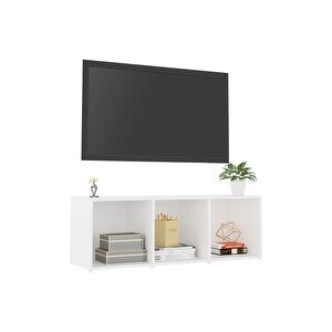 Tdesıgno Şeyma Televizyon Sehpası - Ünitesi -kitaplık-beyaz 108 Cm 3 Raflı