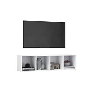 Tdesıgno Ezgi Televizyon Sehpası - Ünitesi -kitaplık-beyaz 144 Cm 4 Raflı
