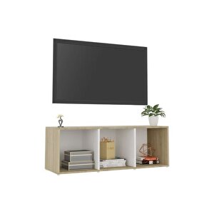 Tdesıgno Nur Televizyon Sehpası - Ünitesi -kitaplık-beyaz 108 Cm 3 Raflı