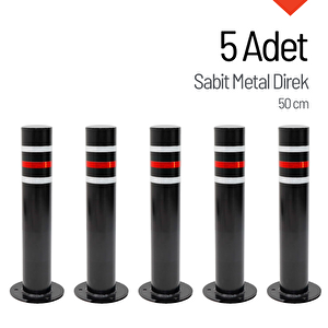 5'li Sabit Metal Direk Seti Siyah, Metal Duba 50 Cm