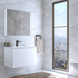 Alpu Aynalı Dolaplı Banyo Dolabı Beyaz 65 Cm