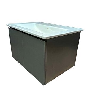 Alpu Aynalı Dolaplı Banyo Dolabı Antrasit 65 Cm